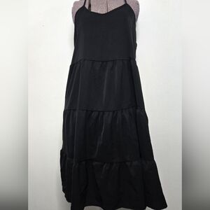 Black Beachsissi Swimwear Coverup Tiered Spagehtti Strap New With Tag Size L